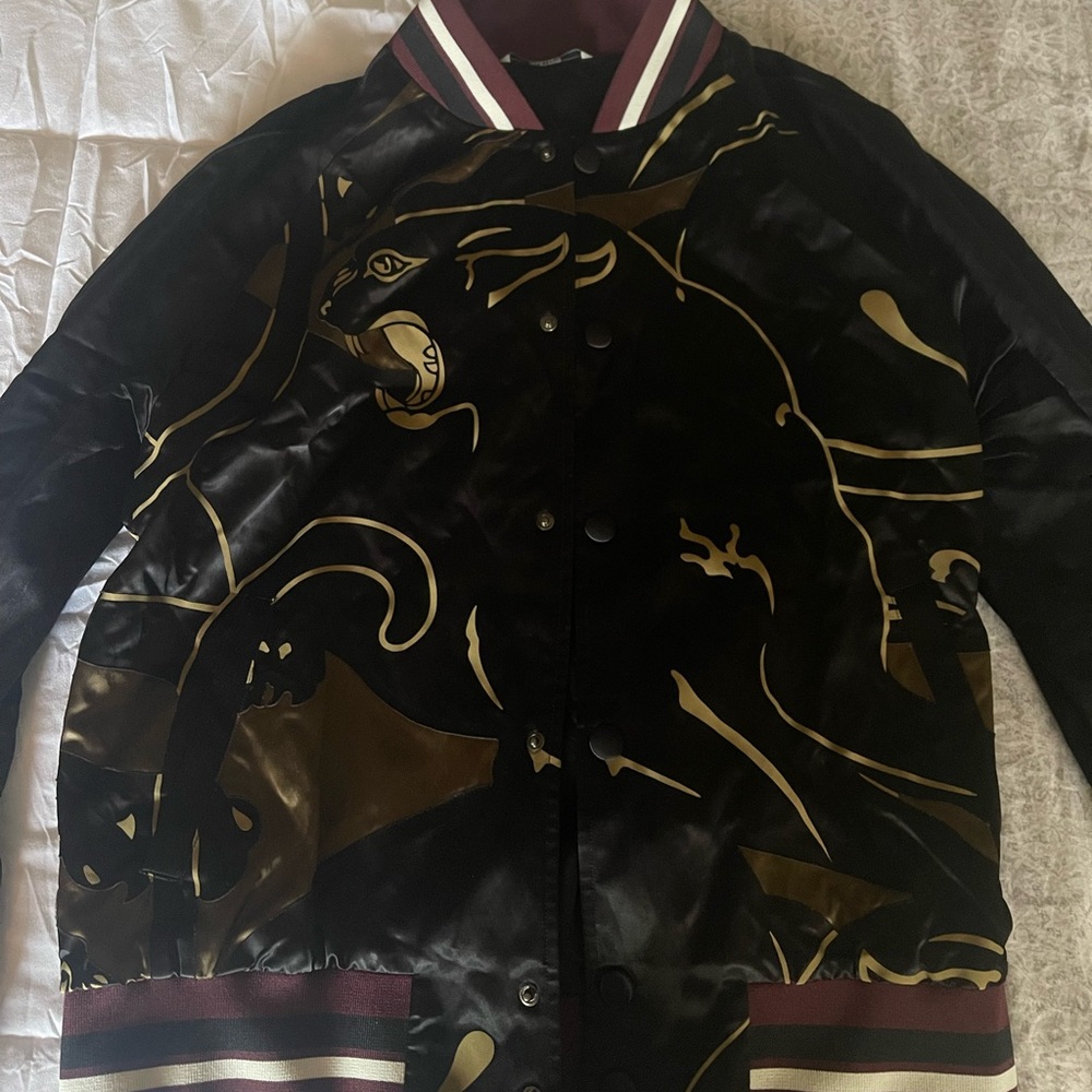 Valentino Souvenir Panther satin mens Bomber jacket